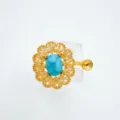 Retro Türkis gelbe Zirkon Blume Schmuck Zubehör Komponente Mode DIY Element Dekoration - Ring / Leere Fassung / Gold