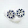 Blumen Schmuck Rohling silberfarben blaue Steine DIY Halskette Ohrring Ring fassen - Ohrringpfosten (Leere Fassung) / Silber
