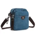 Casual canvas shoulder bag multi-pocket crossbody bag for men and women daily travel use - Sky Blue