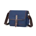 Borsa a tracolla casual in tela blu per uomo e donna, elegante borsa vintage multiuso. - Blu scuro