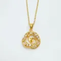 Elegant 18k gold plated copper pendant necklace with sparkling cubic zirconia stones. - Pendant / Gold (Empty Setting)