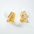 Gold butterfly jewelry finding DIY accessory with clear zircon stones for elegant style - Stud Earrings / Empty Setting / Gold