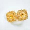 18K vergoldete Mikro Pave Zirkonia quadratische Ohrring DIY Schmuckkomponenten Fassung - Ohrringe-Gold / Leere Fassung