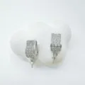 Silver plated pave cubic zirconia DIY earring findings jewelry components variant - Stud Earrings / Empty Setting / Silver