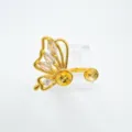 Vergoldete Schmetterlings DIY Ringfassung mit Zirkonia Steinen für Schmuckherstellung - Ring / Leere Fassung / Gold