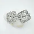 Silberfarbene verstellbare Zirkonia Ohrring Rohlinge fur DIY Schmuckherstellung. - Ohrstecker-Silber / Leere Fassung