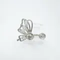 Silberner Schmetterling DIY Ring Rohling mit Zirkonia Perlenfassung Schmuck Zubehör - Ring / Leere Fassung / Silber