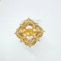 Exquisite 18k vergoldete Messing Ringfassung mit Zirkonia Steinen für DIY Perlen Schmuck Kreationen. - Ring - Gold / Leere Fassung