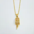 Gold-plated rhinestone pendant necklace, elegant micro-pave cubic zirconia jewelry piece. - Pendant / Empty Setting (Without Chain) / Gold