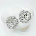 Silver swirl crystal stud earrings, elegant cubic zirconia pave design for women daily wear - Stud Earrings / Silver (Empty Mount)
