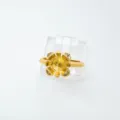 Montura de anillo de flor dorada con circonitas accesorio de joyería DIY elegante mujer - Anillo / Montura vacía / Dorado