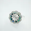 DIY Perlen Schmuckzubehör rund Mutterperle Abalone Muschel Ring Anhänger Rohling Halterung - Abalone-Muschel Ringbasis (Silber - Leere Basis)