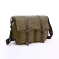 Vintage canvas men's messenger bag, durable laptop shoulder bag with multi pockets for use. - L / Army Green