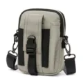 Small tactical crossbody bag, versatile polyester shoulder pouch for daily outdoor use. - Apricot