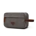 Borsa da Toeletta in Tela Grigia Custodia per Trucchi da Viaggio Portatile con Manico - Grigio