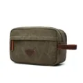 Borsa da toilette in tela per viaggi, trousse per trucco portatile e organizzatore. - Verde militare