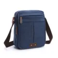 Classic blue canvas crossbody bag for daily casual travel and student use with durable design. - M / Dark Blue