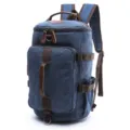 Vintage casual canvas backpack for men women outdoor travel large capacity rucksack bookbag - S / Dark Blue