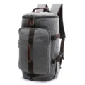 Grey Canvas Backpack Casual Travel Daypack Retro Cylinder School Bag For Men And Women - L / Gray