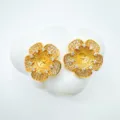 Vergoldete Blumen Anhänger DIY Schmuck Zubehör mit funkelnden Kristallsteinen. - Ohrringpfosten (Goldfarben Leere Basis)