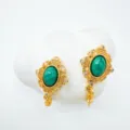 Vintage Palast Stil Türkis Gold Ohrringe Legierung Retro Schmuck Mode Accessoires Damen. - Ohrstecker / Leere Fassung / Gold