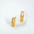 Goldene DIY Schmuckzubehoer Ohrring Rohlinge mit klaren Baguette Zirkonsteinen fuer elegante Damen. - Nur Ohrringe / Leere Fassung / Gold