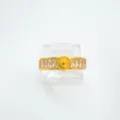Goldene DIY Ringfassung mit Baguette Zirkon und Zentralstift für Perlenanpassung. - Nur Ring / Leere Fassung / Gold