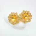 Vergoldete Blumen Schmuck Rohling Fassung Set mit Zirkonia Steinen für DIY Zubehör. - Ohrringpfosten Nur / Gold