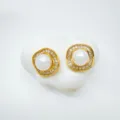 Exquisite vintage pearl earrings with dazzling crystal details, elegant design for chic daily wear. - Stud Earrings (Acrylic Bead) / Small / Gold