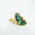 Χρυσό Δαχτυλίδι Πεταλούδα Κοχύλι Abalone DIY Βάση Ζιρκόν Αξεσουάρ Κοσμημάτων - Δαχτυλίδι Πεταλούδα (Άδειος Δίσκος) / Χρυσό