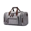 Borsa da viaggio in tela grigia con manici marroni grande capacità borsa sportiva per uomo e donna - Grigio