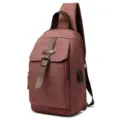 Herren Freizeit Sling Rucksack einfarbig wasserabweisend Brusttasche fuer Reise Schule braun - Braun