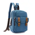 Casual canvas backpack for women men convertible shoulder bag blue travel daypack vintage style - Sky Blue