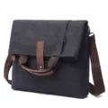 Borsa a tracolla in tela da uomo borsa a spalla casual vintage con manico comoda - Nero