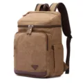 Brauner Canvas Rucksack groes Kapazitaet Freizeit Tagesrucksack Herren Schultertasche - Kaffeebraun