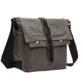 Men's canvas shoulder bag casual messenger bag retro crossbody bag durable school bag - S / Gray