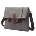 Borsa a tracolla in tela da uomo borsa messenger grigia casual con manico marrone chic - Grigio scuro