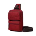 Casual canvas sling bag for men and women, solid color stylish chest crossbody backpack. - Burgundy