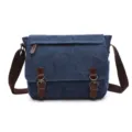 Men Casual Canvas Messenger Bag Vintage Crossbody Shoulder Bag Blue Stylish Daily Briefcase - M / Dark Blue