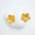 Exquisite gold-plated flower stud earrings detail, elegant floral jewelry components. - Flower Style - Gold - Empty Base