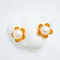 Luxury niche design pearl stud earrings, gold plated delicate flower earrings for daily wear. - Flower Style - Gold - Acrylic Bead