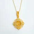 Gold clover pendant necklace with sparkling micro-set rhinestones and natural shell details. - Pendant Only (Without Chain) / White-Gold