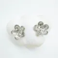 Detailed view of silver plated floral earring findings, delicate flower jewelry making components. - Flower Style - Silver - Empty Base