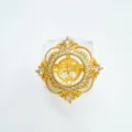 Gold-plated DIY ring setting featuring white mother of pearl and pavé cubic zirconia clover. - Ring (Empty Tray) / White-Gold