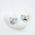 Exquisite silver crystal cluster ear studs detail shot showing fine floral zircon setting. - Heart Style - Silver - Empty Base