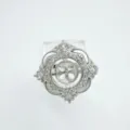 DIY Four Leaf Clover Jewelry Setting Pave Zirconia Mother of Pearl Ring Accessory - Ring (Empty Tray) / White Shell - Silver