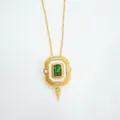 Vintage DIY rectangular green gemstone gold pendant necklace fashion jewelry accessory sku - Emerald Pendant (Empty Setting) Pendant Only (Without Chain) / Gold