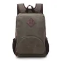 Zaino casual in tela per la scuola e viaggi, stile vintage resistente con tasche. - Verde militare