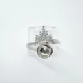 Montura De Anillo Corona Plateada Para Perla Circonita Ajustable Accesorio De Joyeria - Plateado (Engaste Vacío)