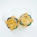 DIY pearl jewelry accessory micro-inlaid natural shell clover earring ring component - Abalone Shell Clover Earring Base Only / Gold